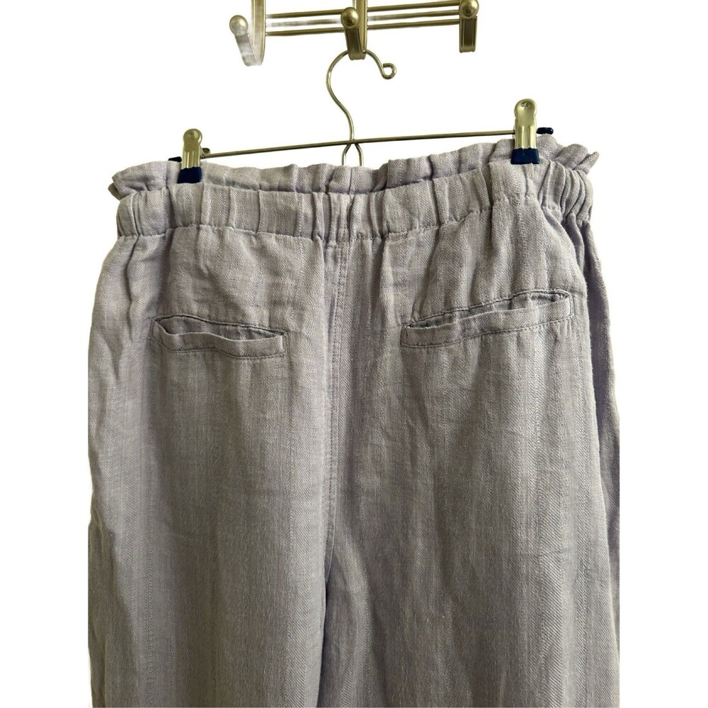 Free People Only Over You 100% Linen Paper-Bag Pants Elastic Waist Lavender Sz M - Picture 5 of 10
